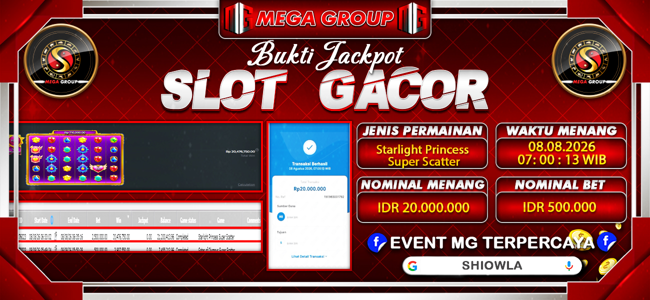 Bukti JP situs Shiowla hari Sabtu, 08 Agustus 2026