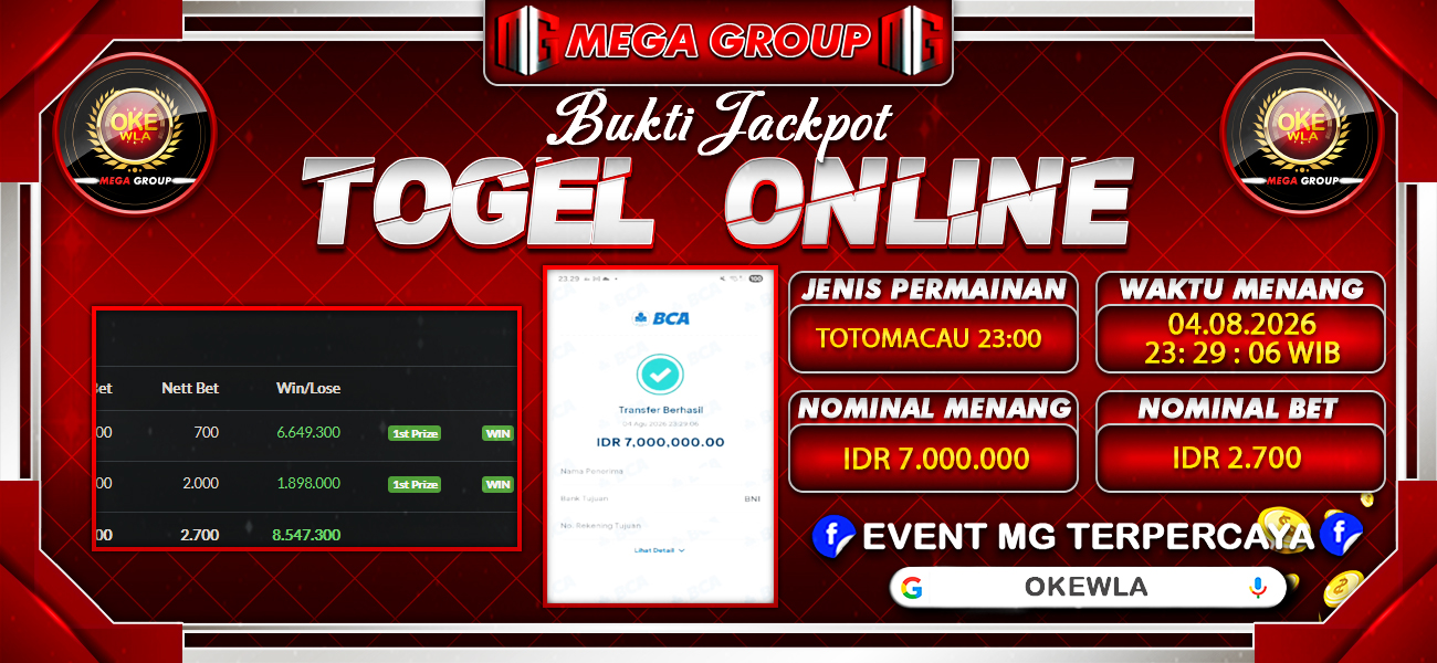 Bukti JP situs Okewla hari Selasa, 04 Agustus 2026