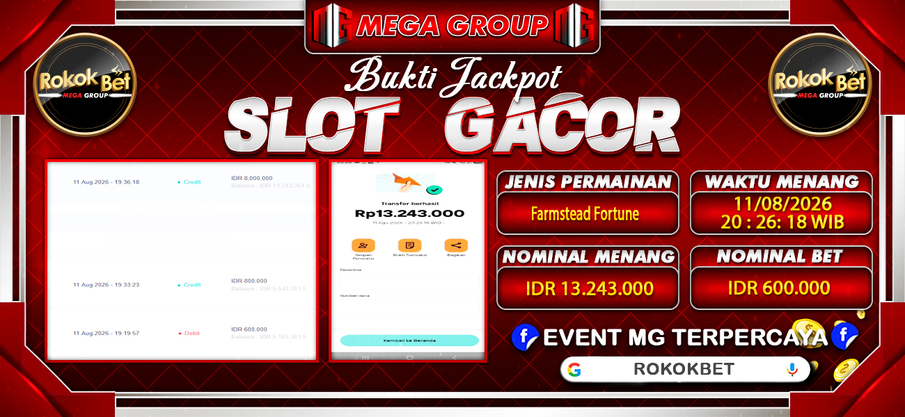 Bukti JP situs Rokokbet hari Selasa, 11 Agustus 2026
